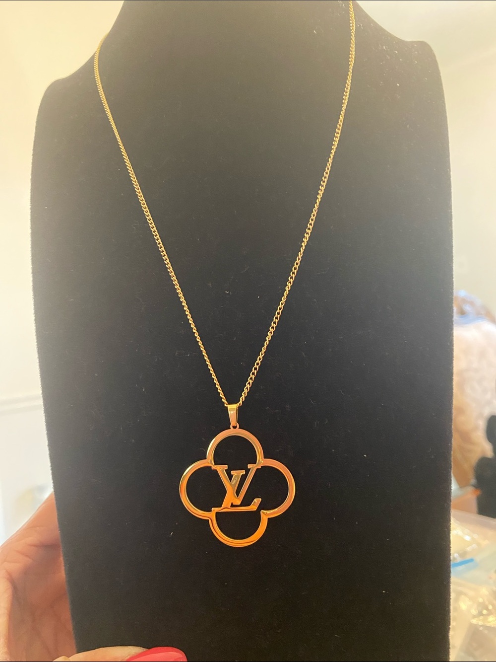 Fashion Jewelry Gold Floral LV Monogram Pendant Necklace